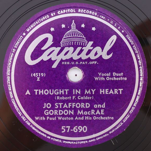 Jo Stafford, Gordon MacRae - Whispering Hope 1949 Polka 10" 78 rpm Record 57-690 - Picture 3 of 16